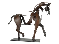 Escultura de Cavalo de Metal Rústico Artesanal 20x20cm | S/MARCA