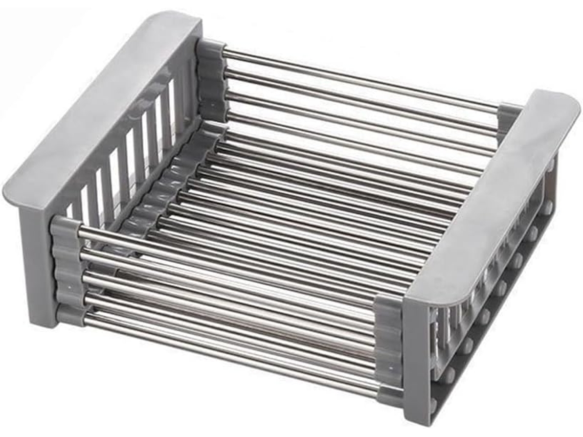Cesto Escorredor De Aço Inoxidável, Retrátil Com Apoio Braço Ajustável, Telescópico Para Louças, Frutas E Legumes. -aquaforge