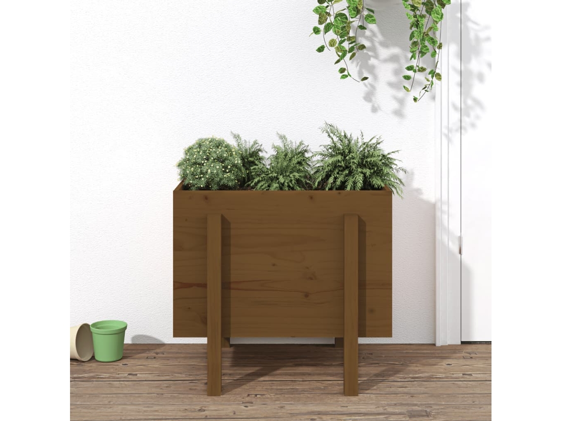 Vidaxl Vaso/floreira De Jardim 62x50x57 Cm Pinho Maciço Castanho-mel
