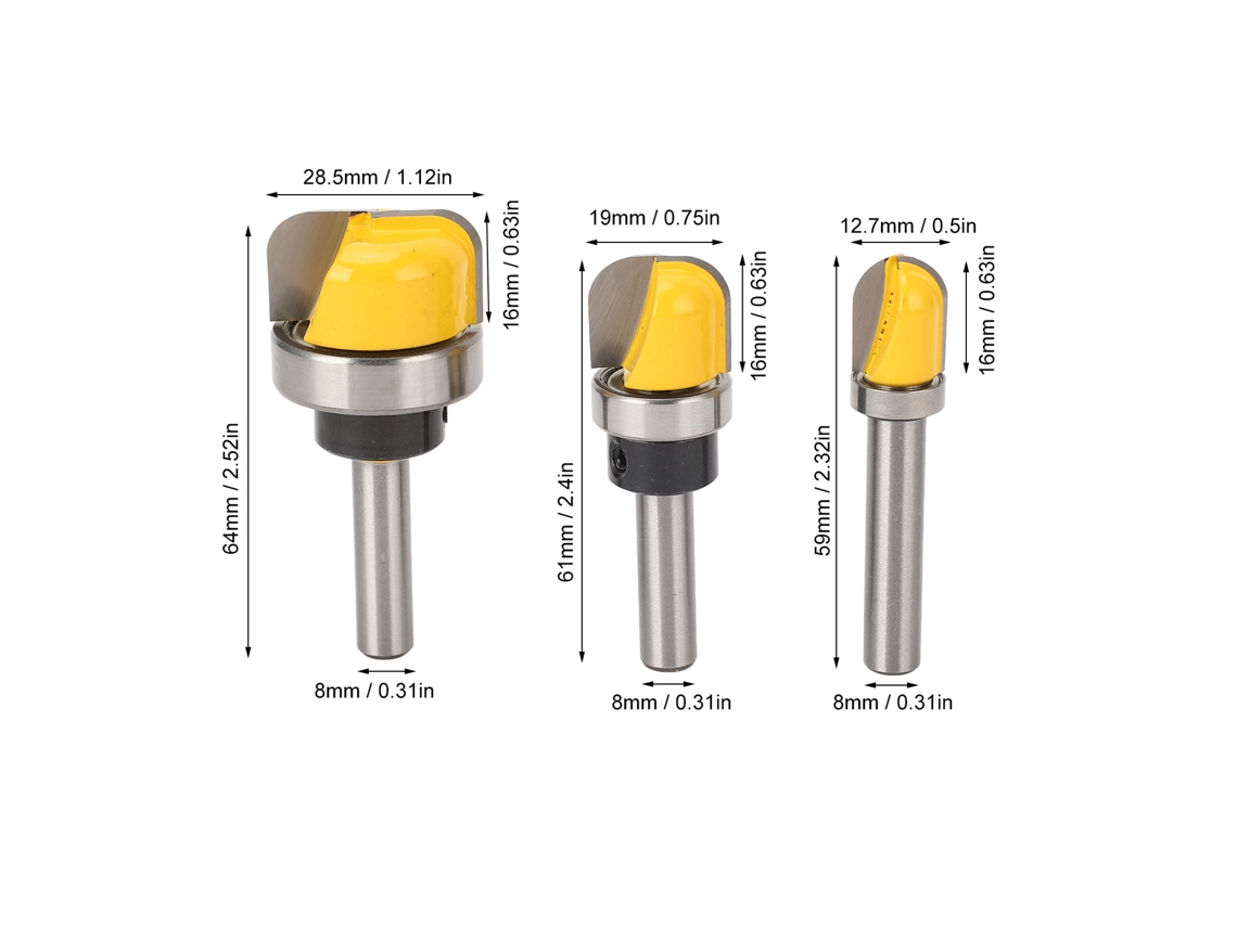 Laxiscreed Conjunto De 3 Facas De 8mm Arredondadas Para Corte Em Madeira