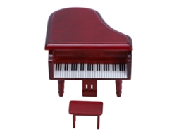 Mali piano de Madeira Miniatura com Banquinho para Casinha de Boneca 1:12 (rose Wood)