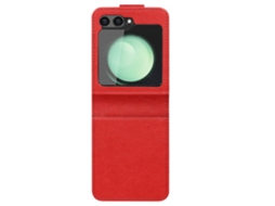 Capa Fólio Para Samsung Galaxy Z Flip 5 Ushion Pele Vermelho