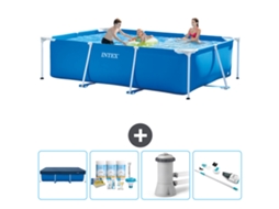 Piscina com Estrutura Retangular INTEX 300 X 200 X 75 Cm Azul Incluída Acessórios Cb5