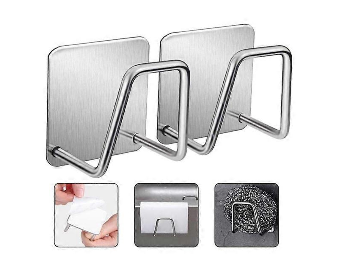 Porta Esponjas de Cocina Adhesivo Sin Taladro 2 Piezas Acero Inoxidable 304 Resistente Al Agua Azul S/MARCA