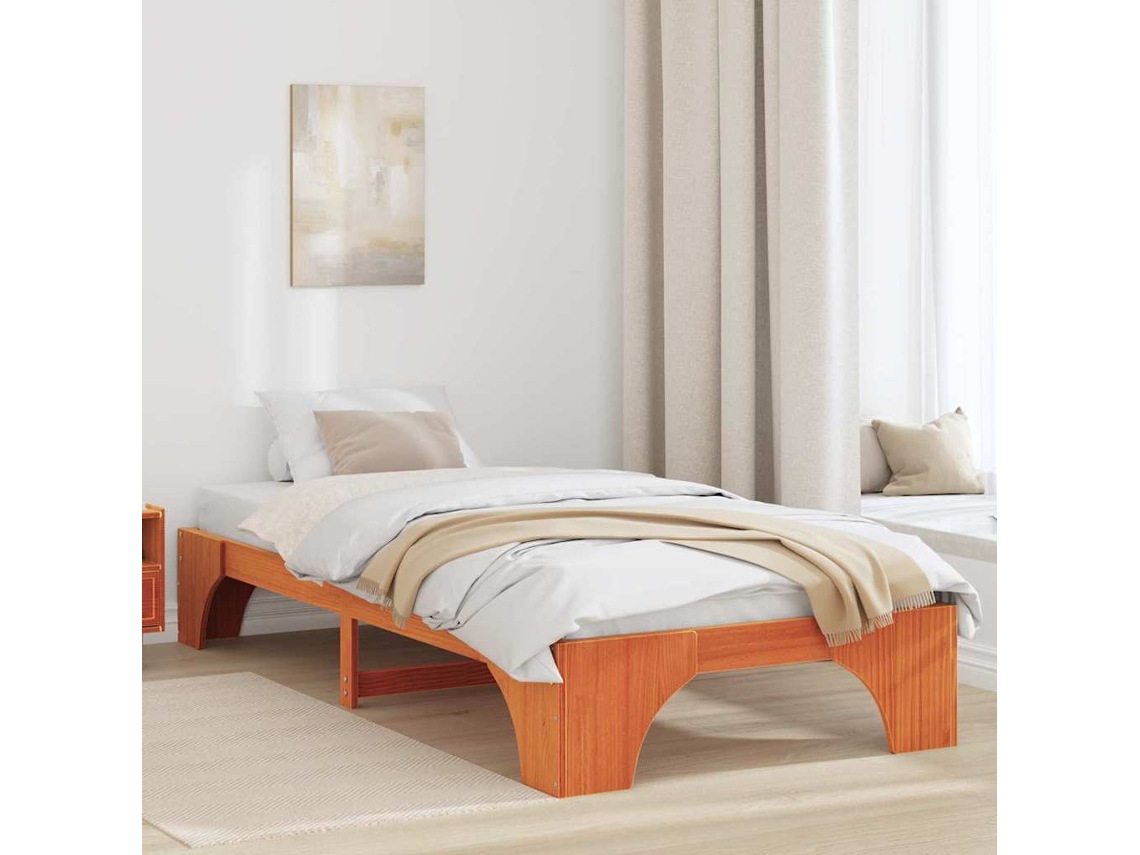 Vidaxl Estrutura da Cama Marrom Cera 75 X 190 Cm
