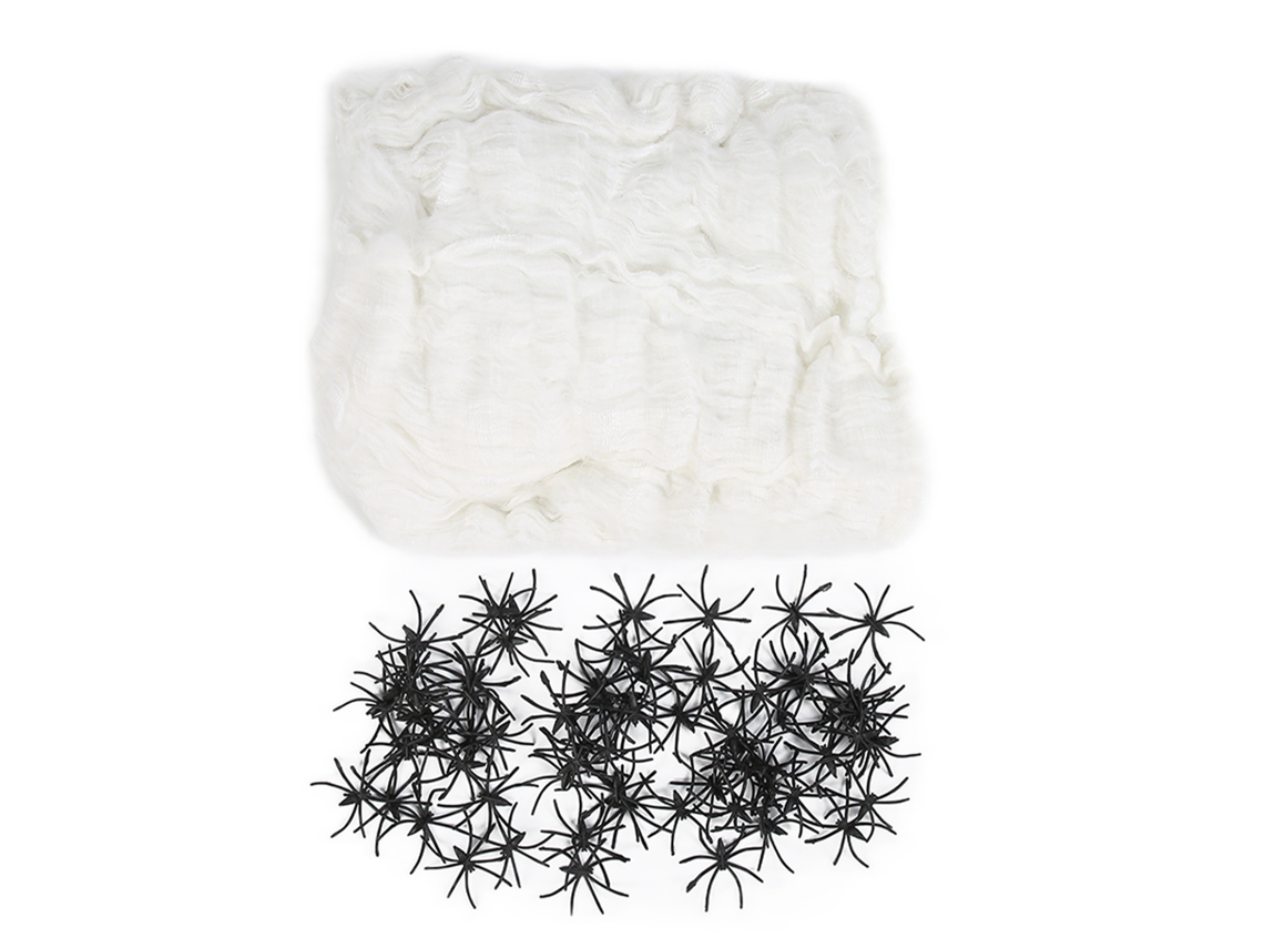 Teia De Aranha Esticável De Halloween 240g Com 60 Aranhas Falsas Para Decoração Indoor E Outdoor Assustadora