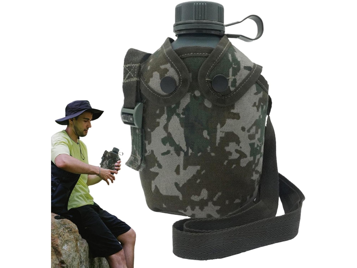 Cantil Com Alça, Garrafa D'água, Militar, Camping, Trilha Cantis Com Tampa Camuflada 1 Litro Gokoco
