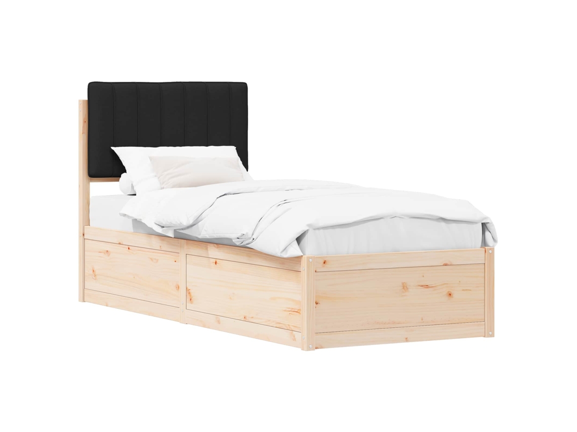 Estrutura de Cama com Cabeceira Estofada Preto 75x190 cm MAISON EXCLUSIVE