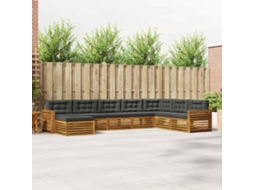 Vidaxl Conjunto De Sofás Para Exterior 8 Pcs Natural E Antracite
