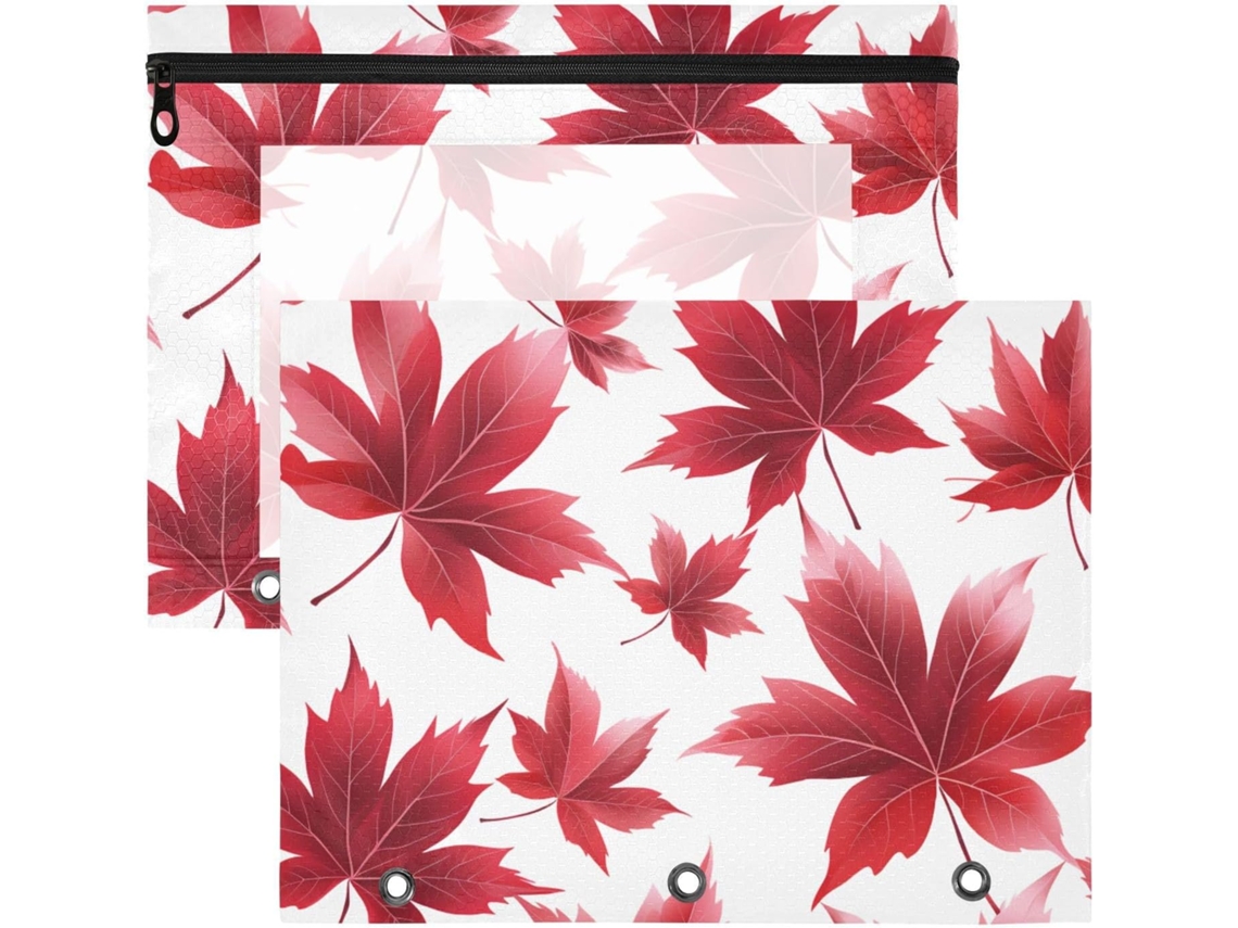 Conjunto de 2 Estojos Plásticos com Janela Transparente para Fichário 3 Argolas, Ideais Estudantes e Escritóri