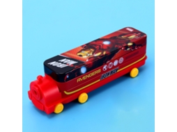 Estuche de Lápices Infantil Tren de Dibujos Animados Doble Capa Capacidad Grande Caja de Papelería Rojo Iron Person