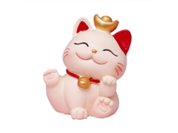 Ornamento de Gato da Sorte em Resina para Sala