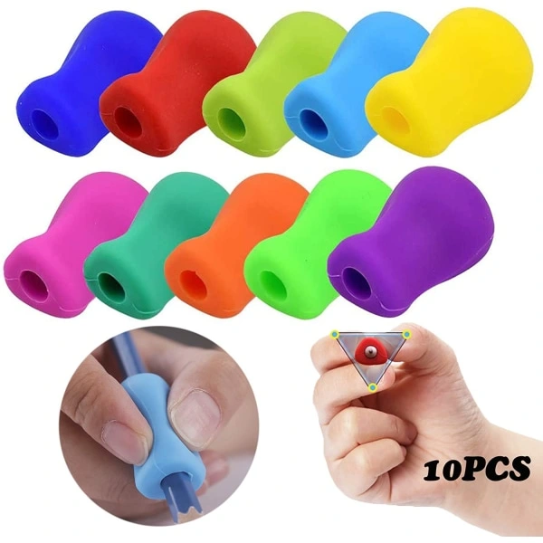 10 Unidades de Protetores de Caneta Infantis Ergonômicos de Silicone, Cores Sortidas AQUAFORGE