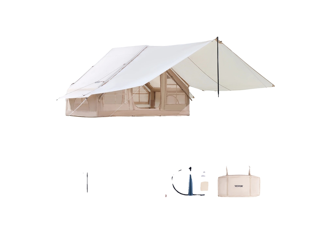Tenda Inflável, Tecido Oxford 300d, 9,84 X 6,56 X 6,56 Pés, Tamanho Do Toldos 8,86 X 6,56 Pés, Peso 34,24 Lbs, Capacidade Da Bomba 1500cc