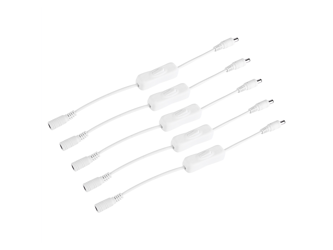 Rebe-5 Peças De Interruptor De Cabo Com Conector Dc 12v Fêmea E Macho Para Tira De Led Luz Branca