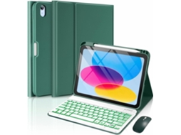 Capa Com Teclado Para Tablet Lurelia, Para I Pad Pro De 11", Meia-noite, Com Retroiluminado E De (2022/2021/2020/2018, Verde, Teclado Bluetooth