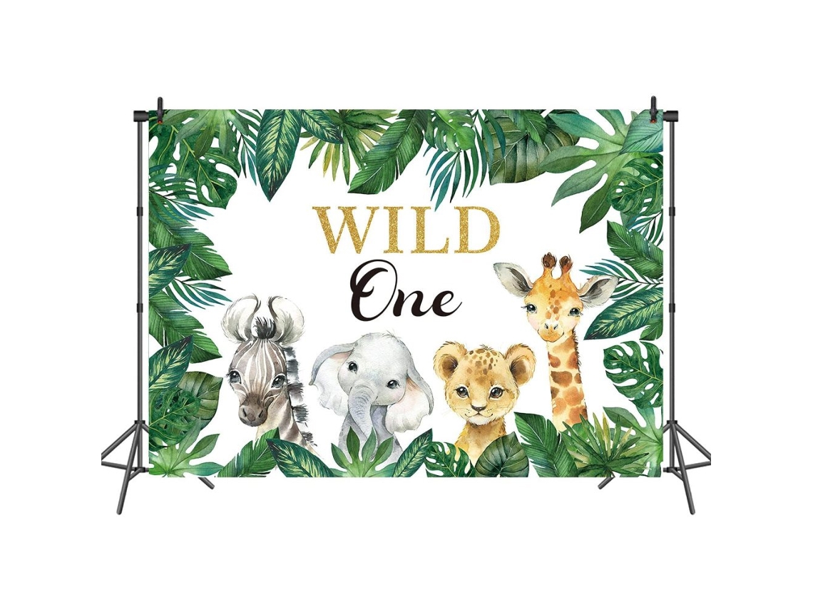 Cenário Elegante De Safári, Fundo Fotográfico De Animais Da Selva Para O Primeiro Aniversário, Design Personalizável Para Decoração De Meninos E Menin