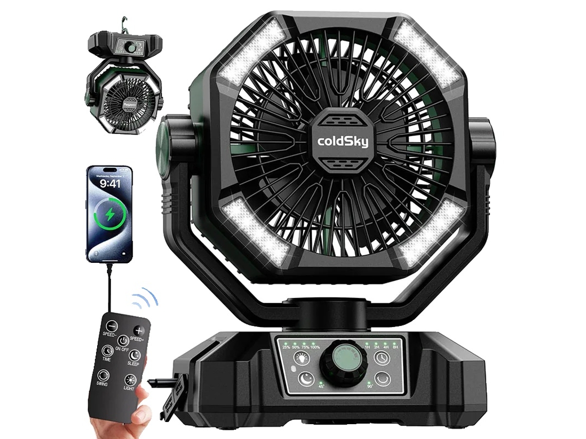 Ventilador De Camping Portátil, Bateria De 20000mah, 8 Configurações De Velocidade,verde