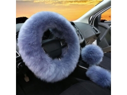 Set 3 Capas Volantes De Cuero Lana Suave Invierno Gris Azul Coche Suv