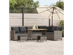 Vidaxl 4 Pcs Conjunto Sofás De Jardim Com Almofadões Em L Vime Pe