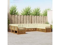Vidaxl Conjunto De Sofás Para Exterior 9 Unid. Natural E Creme