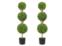 Conjunto De Topiárias Artificiais 122cm Com Leds Para Jardim E Entrada Tekmaquinas
