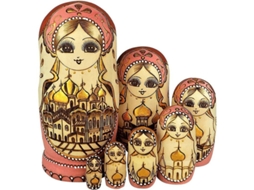 Muñecas Rusas Matryoshka De 7 Piezas, Artesanales En Madera De Tilo, Regalo Y Juguete, Diseño Premium, 20 Cm