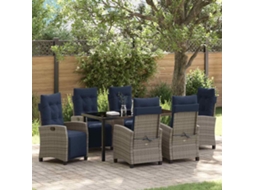 Vidaxl Conjunto de Jantar para Jardim 7 Pcs Cinzeto Vime Pe