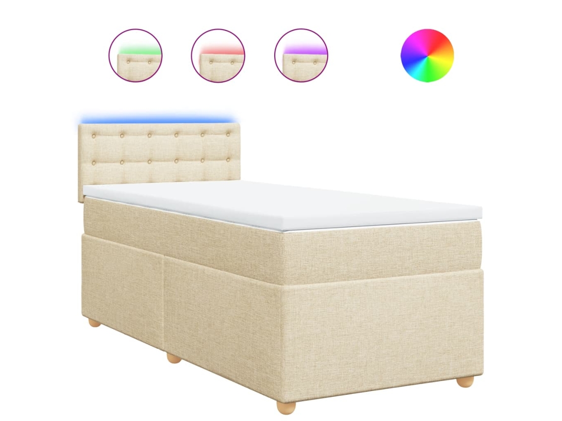 Cama com Molas/colchão 100x200 Cm Tecido Cor Creme MAISON EXCLUSIVE
