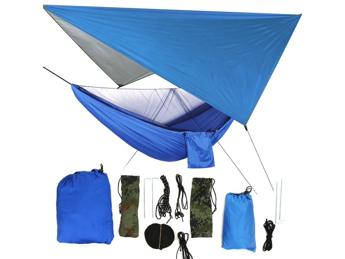 Rede de dormir portátil com mosquiteiro toldo azul para camping jardim viagem 300kg S/MARCA