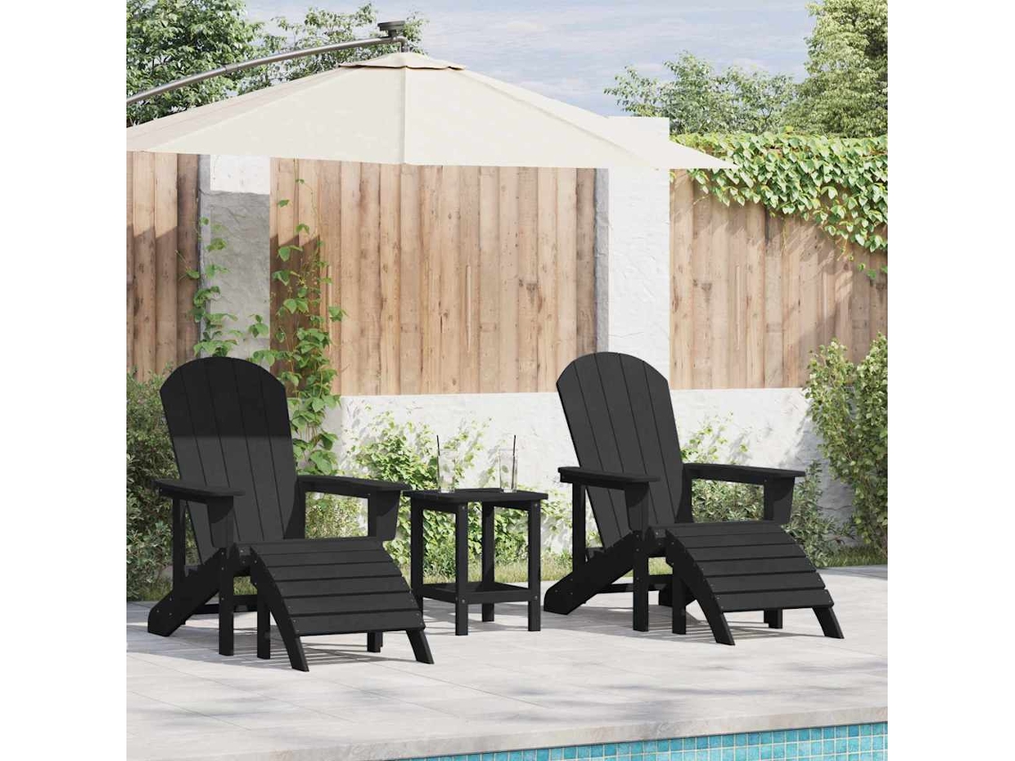 Vidaxl Cadeira De Jardim 2 Unid. Preto Polietileno