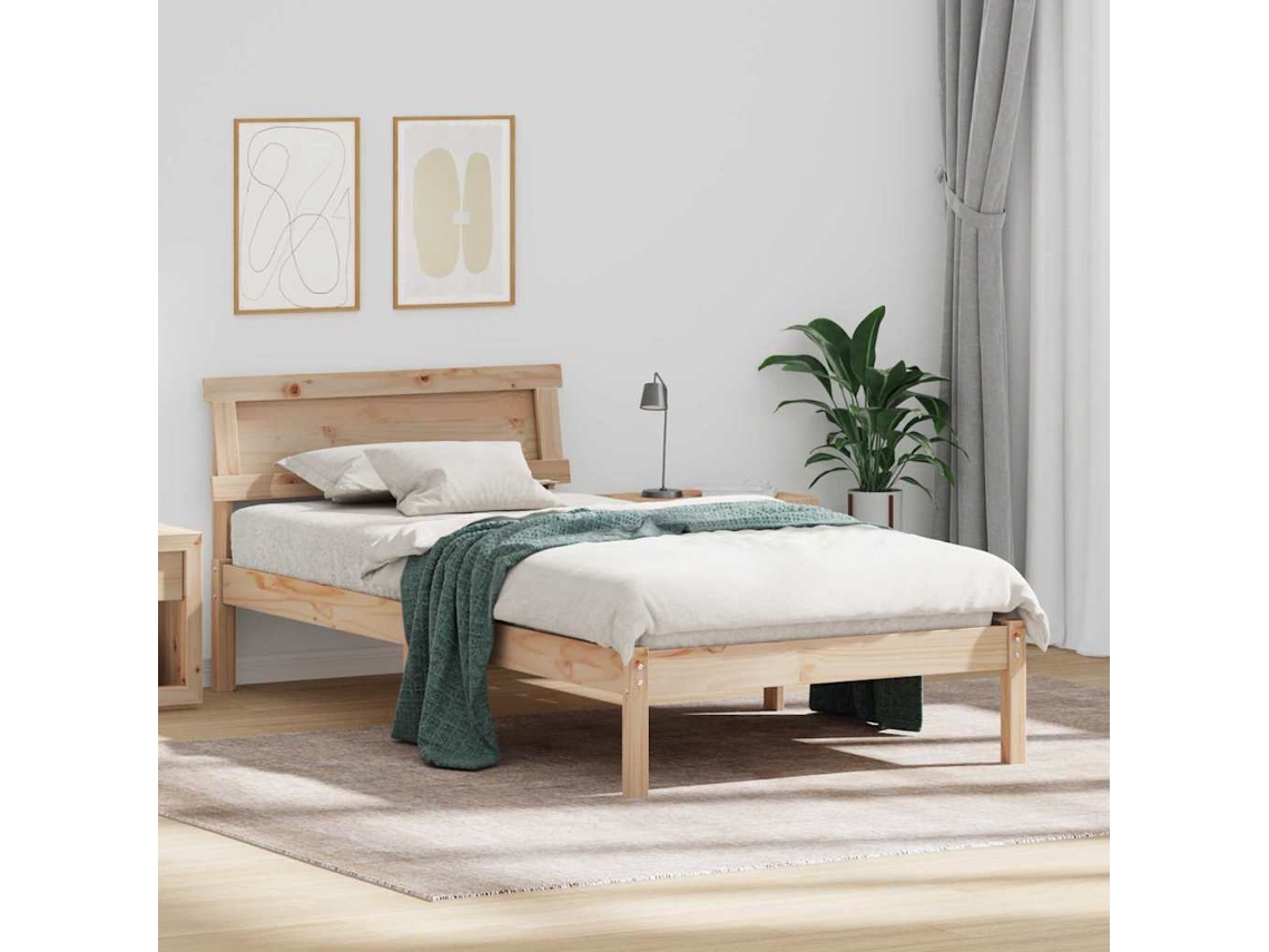 Vidaxl Estrutura Da Cama Com Cabeceira Castanho 75 X 190 Cm