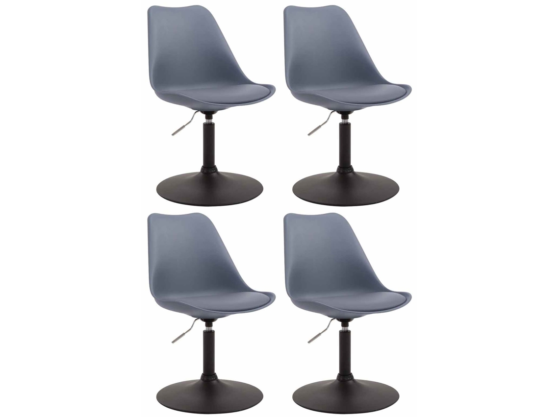 Conjunto de 4 cadeiras de jantar em plástico Maverick cinza/preto CLP