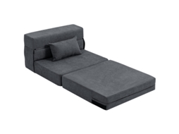 Poltrona Cama 3 em 1 Flanela Sofá Cama Cinza Escuro VELTRIX