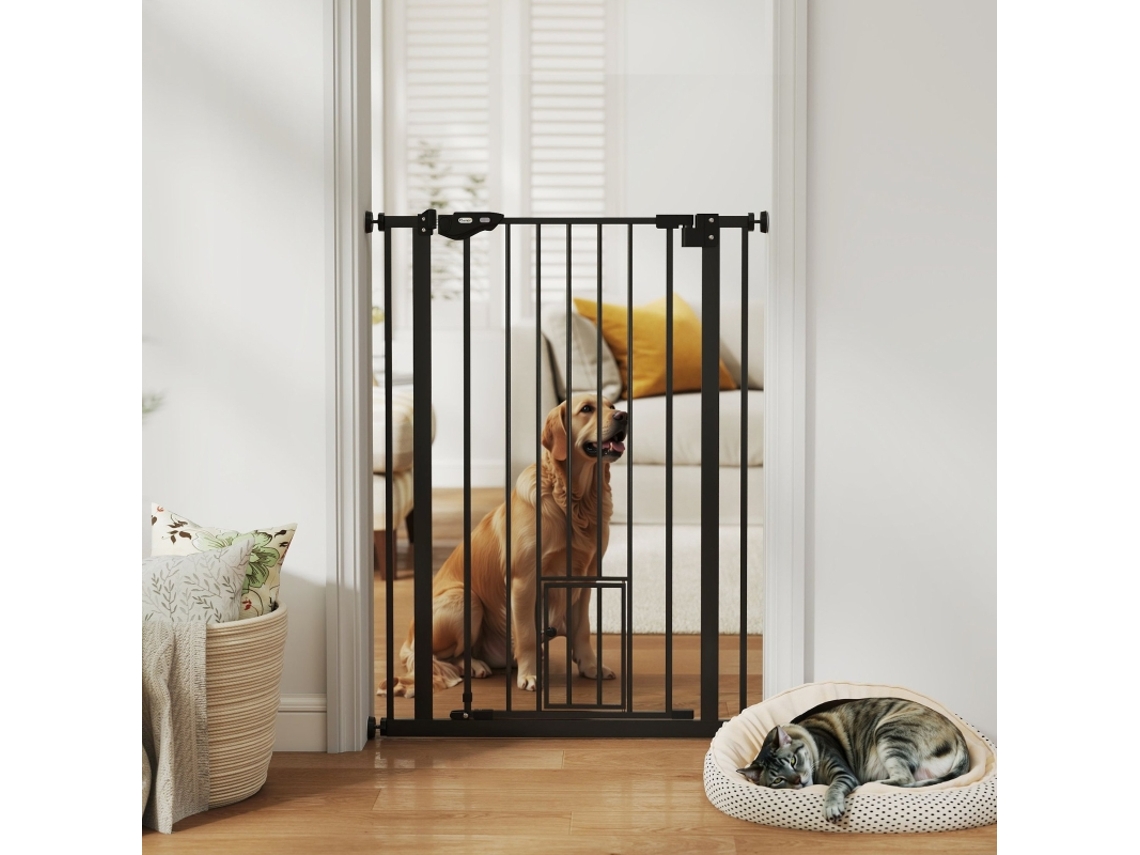 Portão Cães Travamento Duplo Fecho Automático Aço 104cm