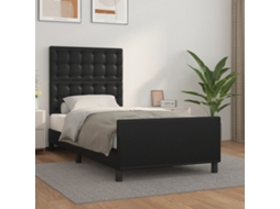 Vidaxl Estrutura Cama C/ Cabeceira 100x200 Cm Couro Artificial Preto