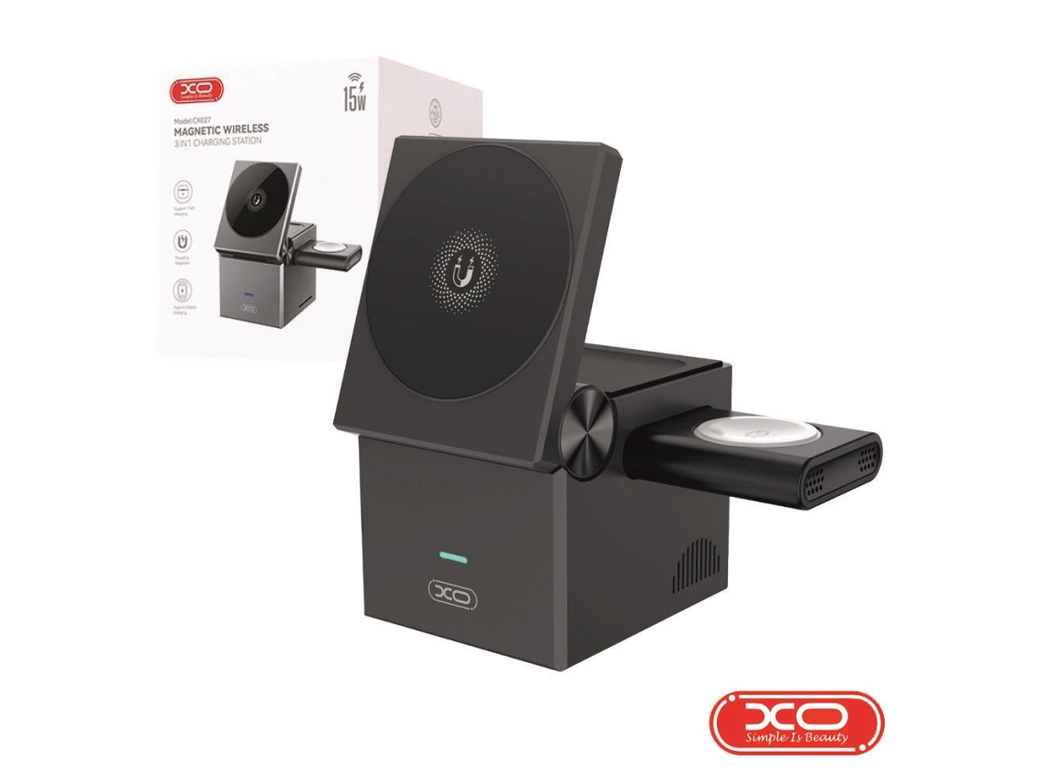 Carregador Por Indução Qi 20w C/ Suporte 3em1 Xo