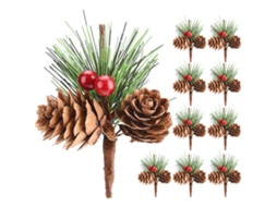 Enfeites de Natal Mini Ramo de Pinheiro com Pinhas | S/MARCA