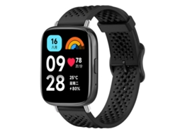Bracelete para Redmi Watch 3 Active / Lite Silicone Respirável Fivela de Aço Preta Preta XIAOMOYU