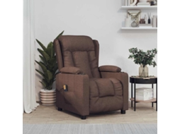 Vidaxl Poltrona De Massagens Reclinável Tecido Castanho