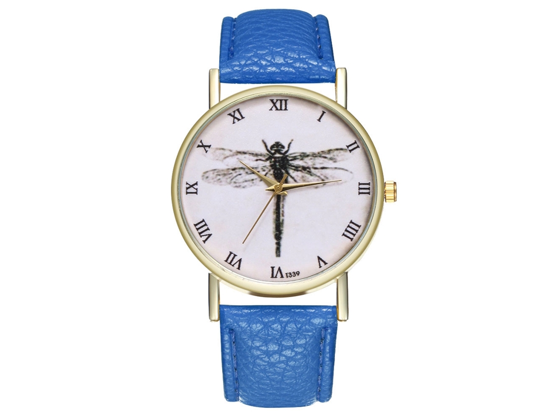 Reloj De Pulsera De Aleación Dial Redondo Analógico De Cuarzo Pareja Azul Real