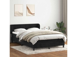 Cama Com Molas/colchão 160x210 Cm Veludo Preto