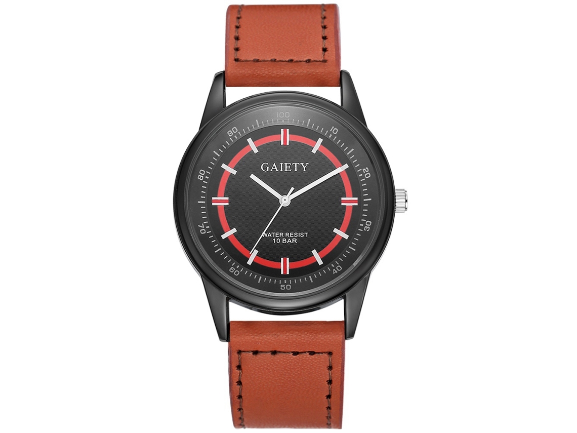 Reloj De Pulsera Empresarial Moderno Gaiety Dial Redondo Analógico De Cuarzo (marrón Claro)