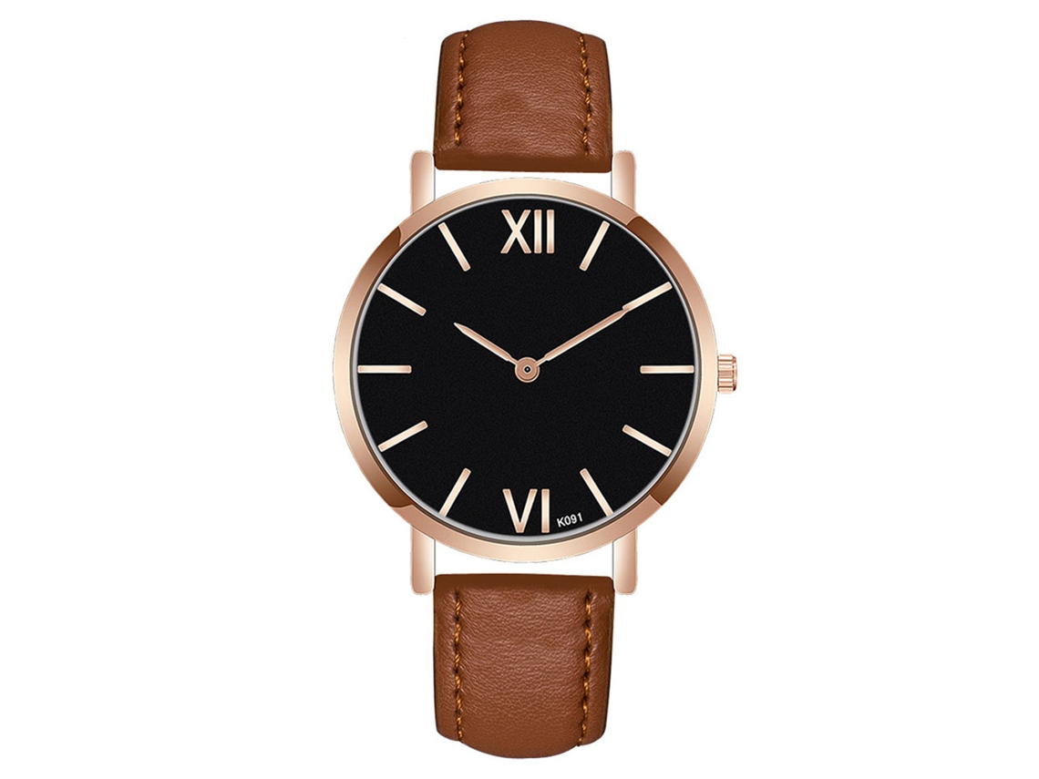 Relógio Casual de Pulso Masculino de Quartzo com Pulseira de Couro Pu Zhoulianfa Café