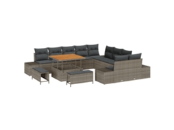 Conjunto 13 Conjunto De Sofá De Jardim Vidaxl Cinzento-claro Vime Pe (100 X 100 X 71 Cm)