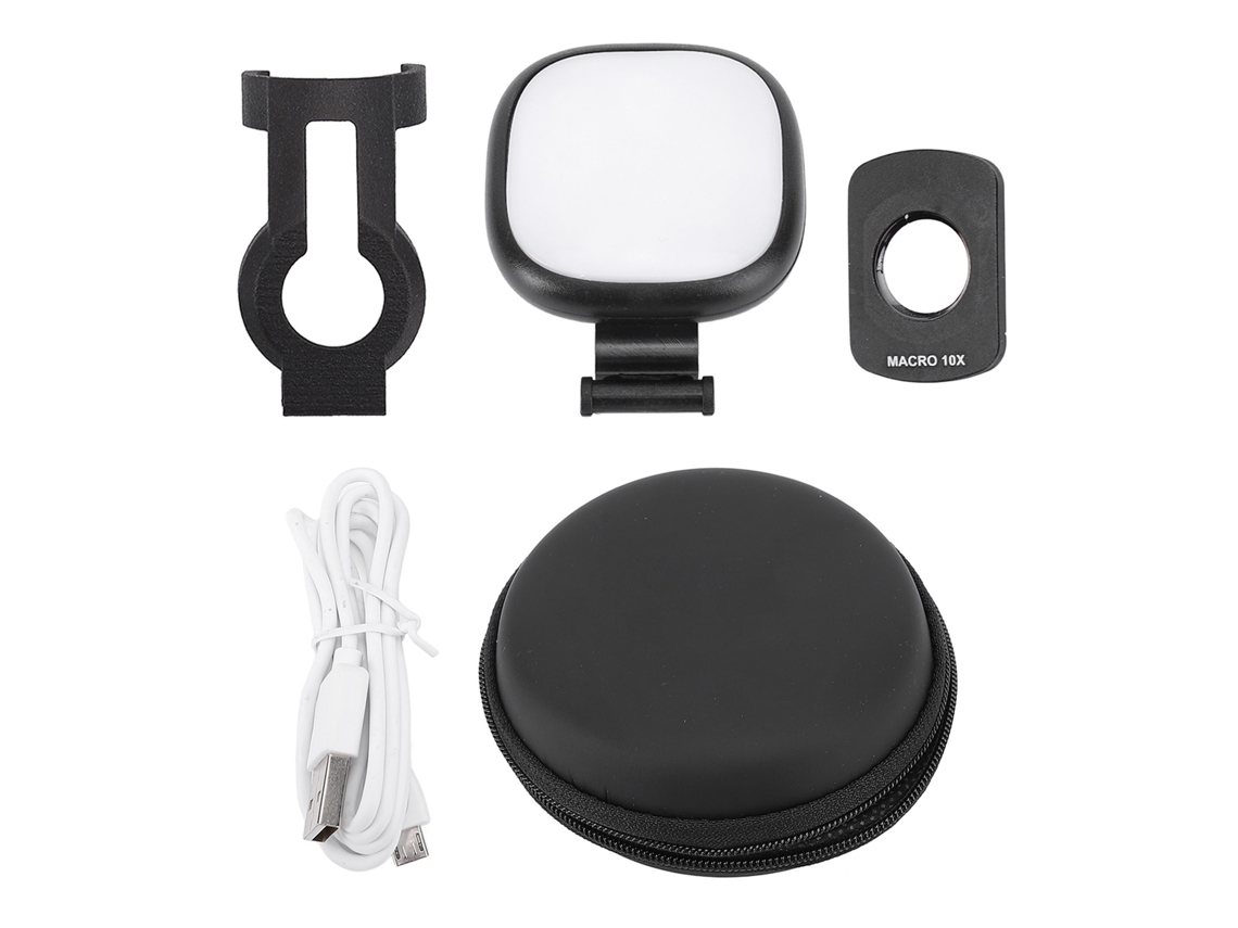 Luz auxiliar compacta para câmeras de bolso, luz de preenchimento LED recarregável, portátil com lente macro de 10x para filmagens de vlogs com a Pocket3.