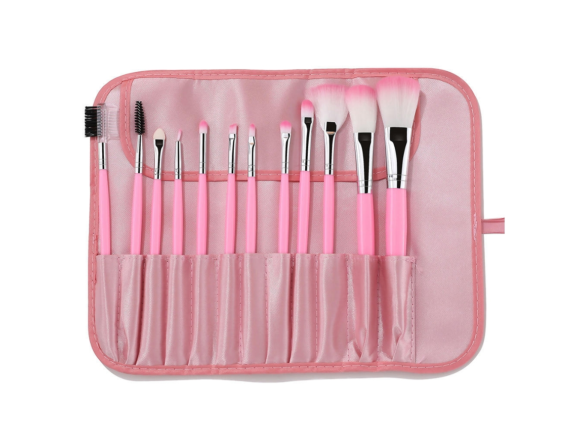 Super Soft Makeup Application Tool Brush Combination 12Piece Set Suitable For Beginners With a Portable Storage BagPink LUUCOZK