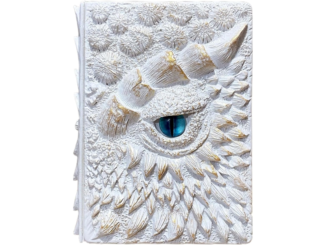 Caderno Olho Dragão, Com Capa Em Resina Relevada, Decorativo Fantasia Viagem Gótico, Uso Versátil
