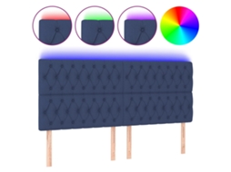 Cabeceira de cama MAISON EXCLUSIVE com luzes LED em tecido azul (200x7x118 cm)