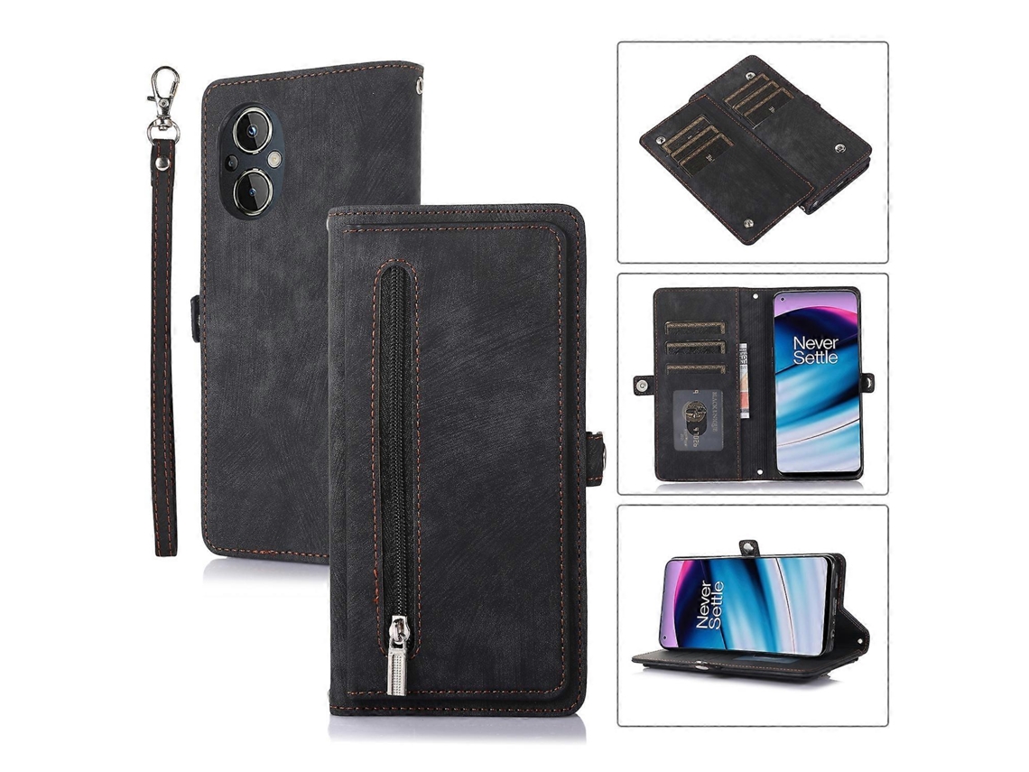 Capa De Celular Carteira De Couro Com Zíper E Compartimento Para Cartões For Nothing Phone 1